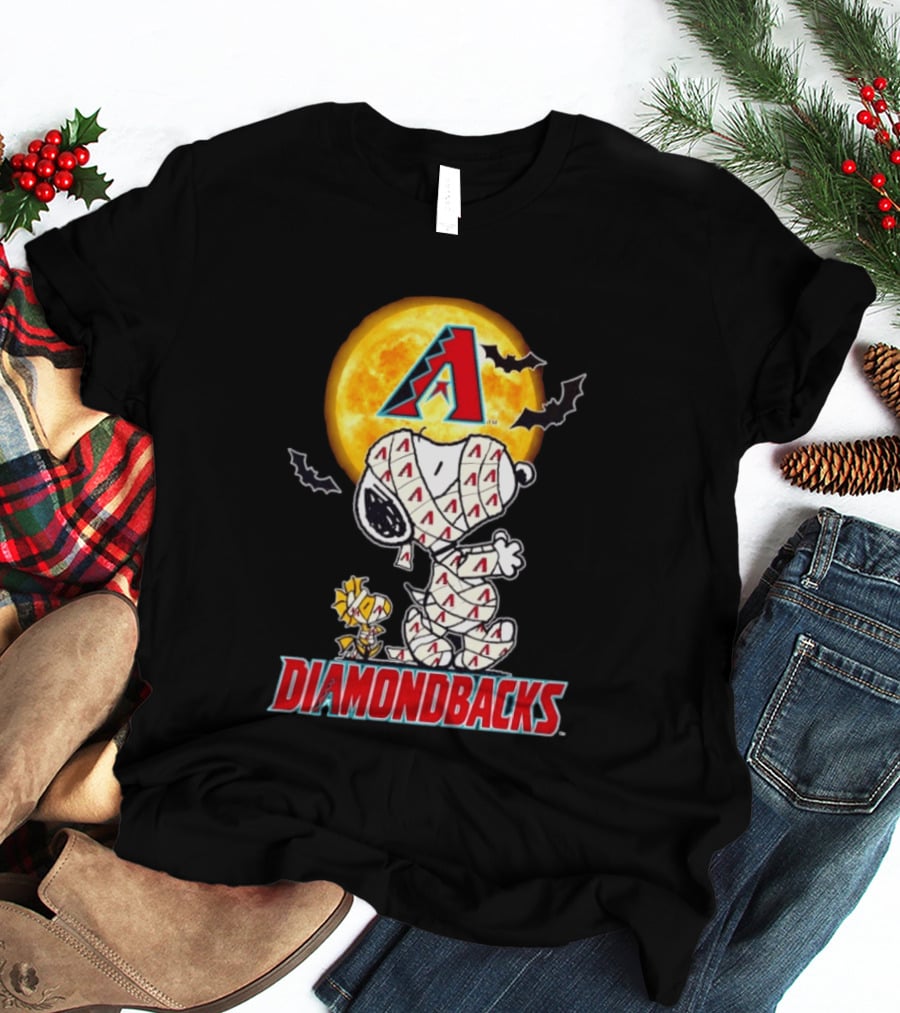 Arizona Diamondbacks Snoopy Woodstock Mummy Halloween Moon Bats T-Shirt