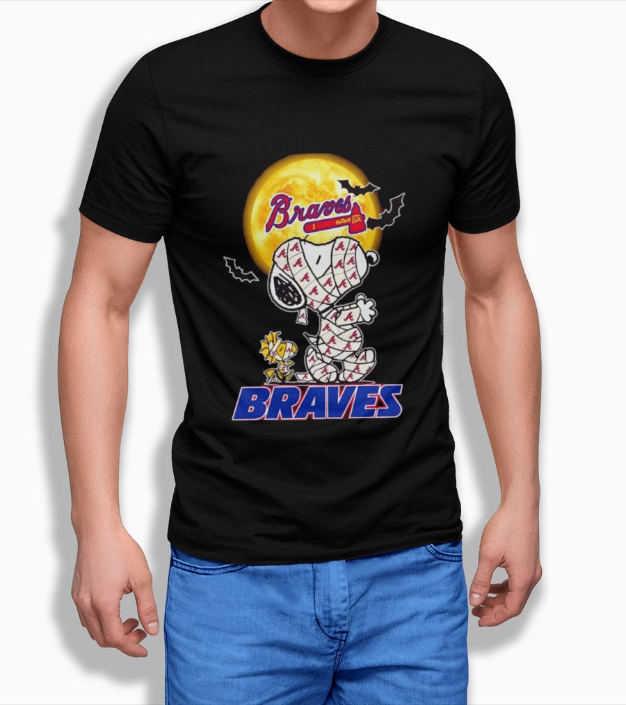 Atlanta Braves Halloween Snoopy Woodstock Mummy Cosplay T-Shirt