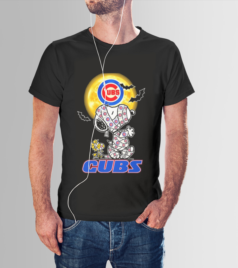 Chicago Cubs Snoopy Woodstock Halloween Mummy Cosplay T-Shirt