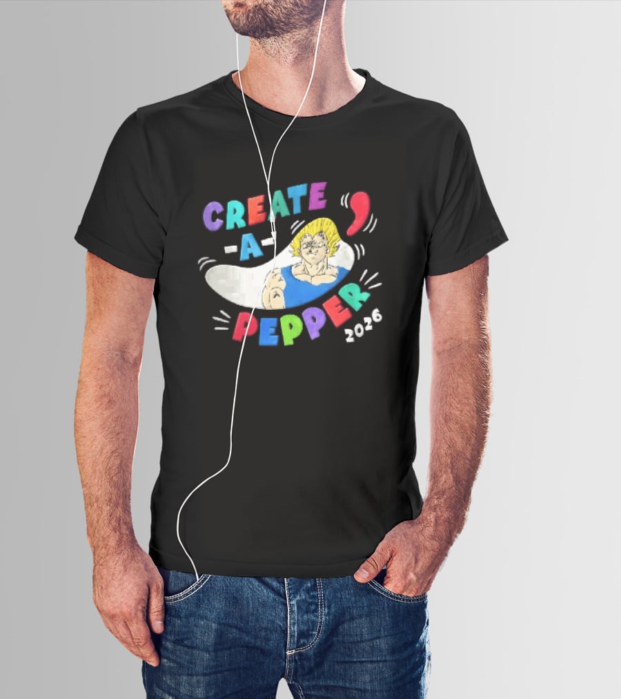 Create A Pepper 2026 Cartoon Anime Majin Vegeta T-Shirt