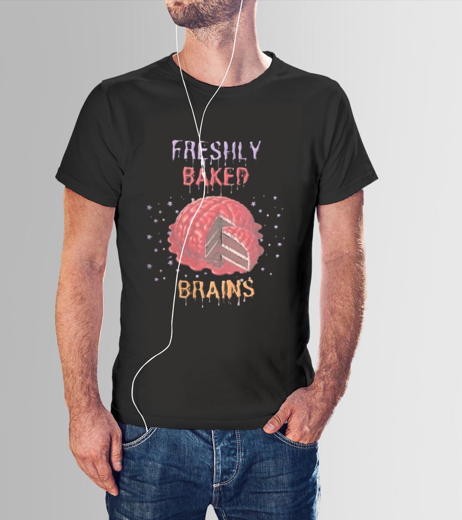 Freshly Baked Brains Red Layered Cake Slice With Stars T-Shirt