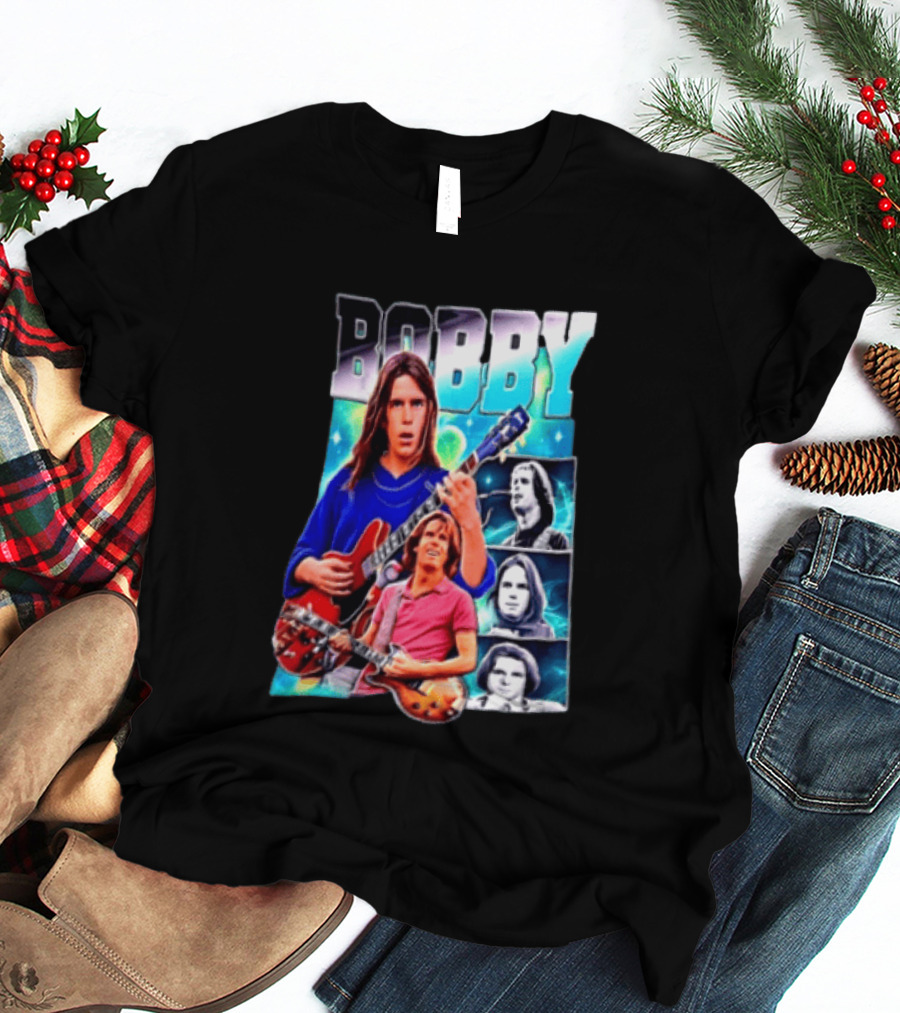 Bobby Guitarist Red Electric Guitar Collage Retro Photos T-Shirt