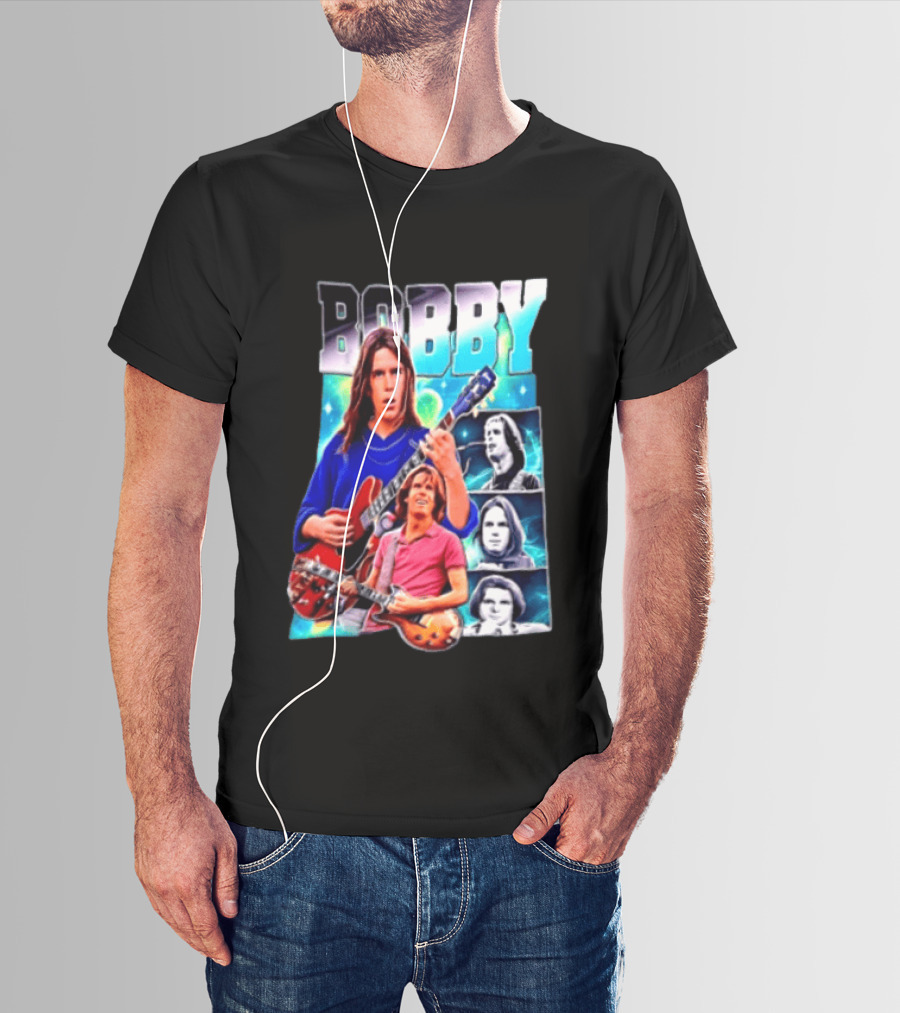 Bobby Guitarist Red Electric Guitar Collage Retro Photos T-Shirt