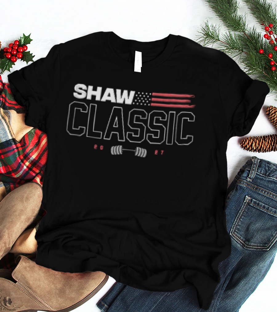Shaw Classic 2023 American Flag Barbell Event T-Shirt