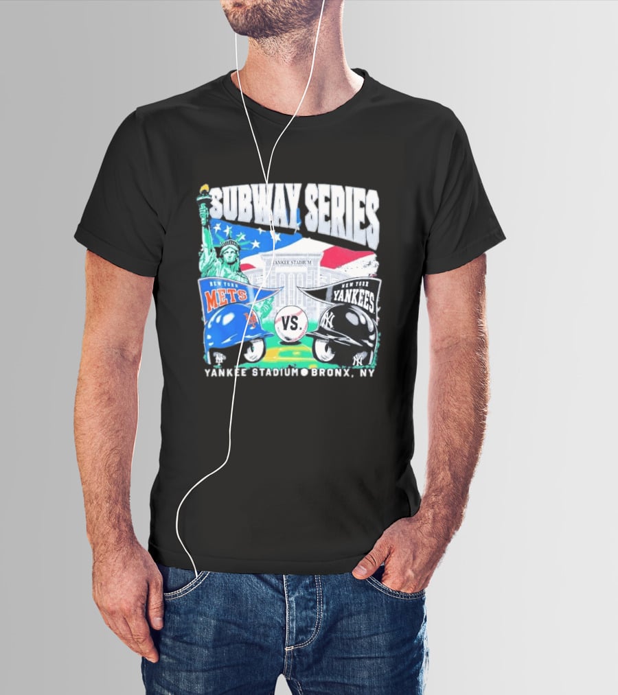 Subway Series Yankee Stadium Bronx NY Mets Yankees Statue Of Liberty T-Shirt