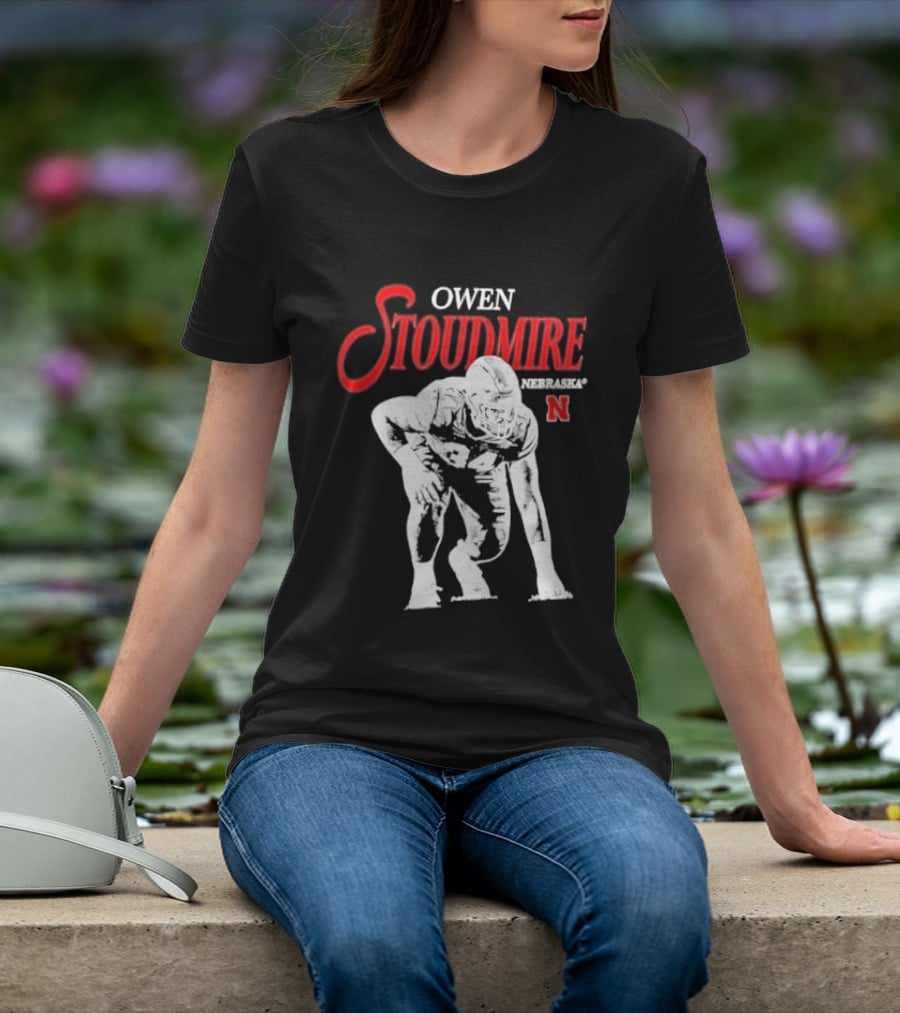 Owen Stoudmire Nebraska Cornhuskers NCAA Football Pose T-Shirt