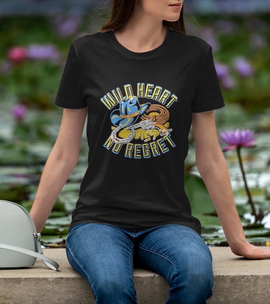 Wild Heart No Regret Cowboy Hat Revolver Horseshoe Rope T-Shirt