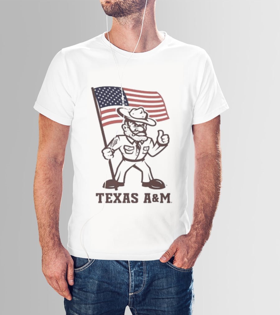 Awesome The Ol' Sarge Collection Texas A&M Maroon USA Flag T-Shirt