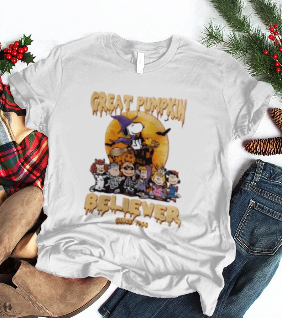 Great Pumpkin Believer Since 1966 Peanuts Halloween Snoopy Woodstock Charlie Brown Linus Sally Lucy Iconic Cartoon T-Shirt
