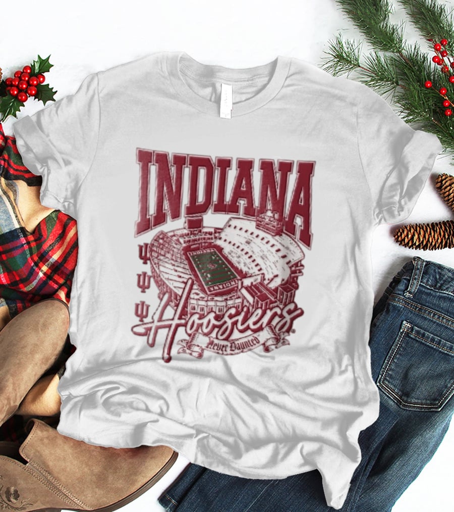 Indiana Hoosiers Never Daunted Memorial Stadium Aerial View Football Field Banner T-Shirt