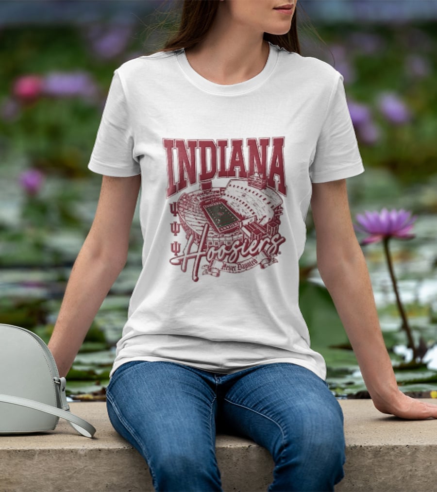 Indiana Hoosiers Never Daunted Memorial Stadium Aerial View Football Field Banner T-Shirt