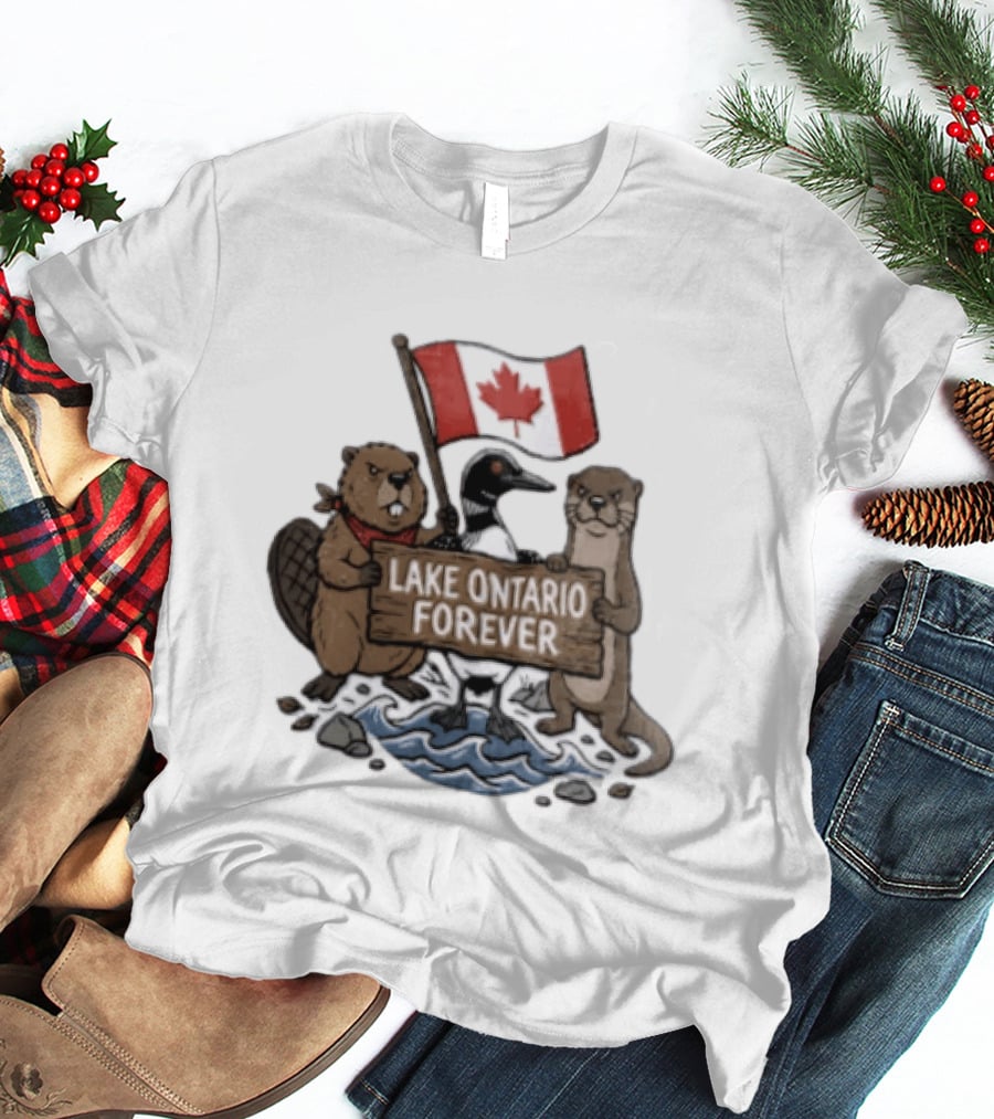 Lake Ontario Forever Canadian Flag Beaver Goose Otter T-Shirt