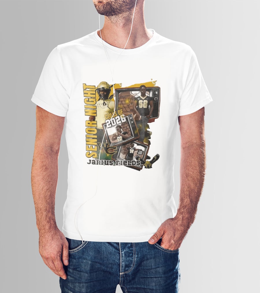 Senior Night Jarius Fields Class Of 2026 WC Football Player Collage T-Shirt