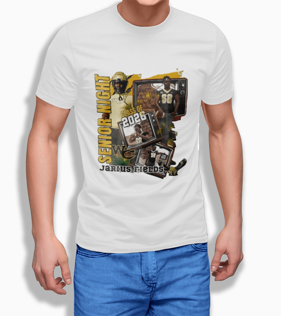 Senior Night Jarius Fields Class Of 2026 WC Football Player Collage T-Shirt