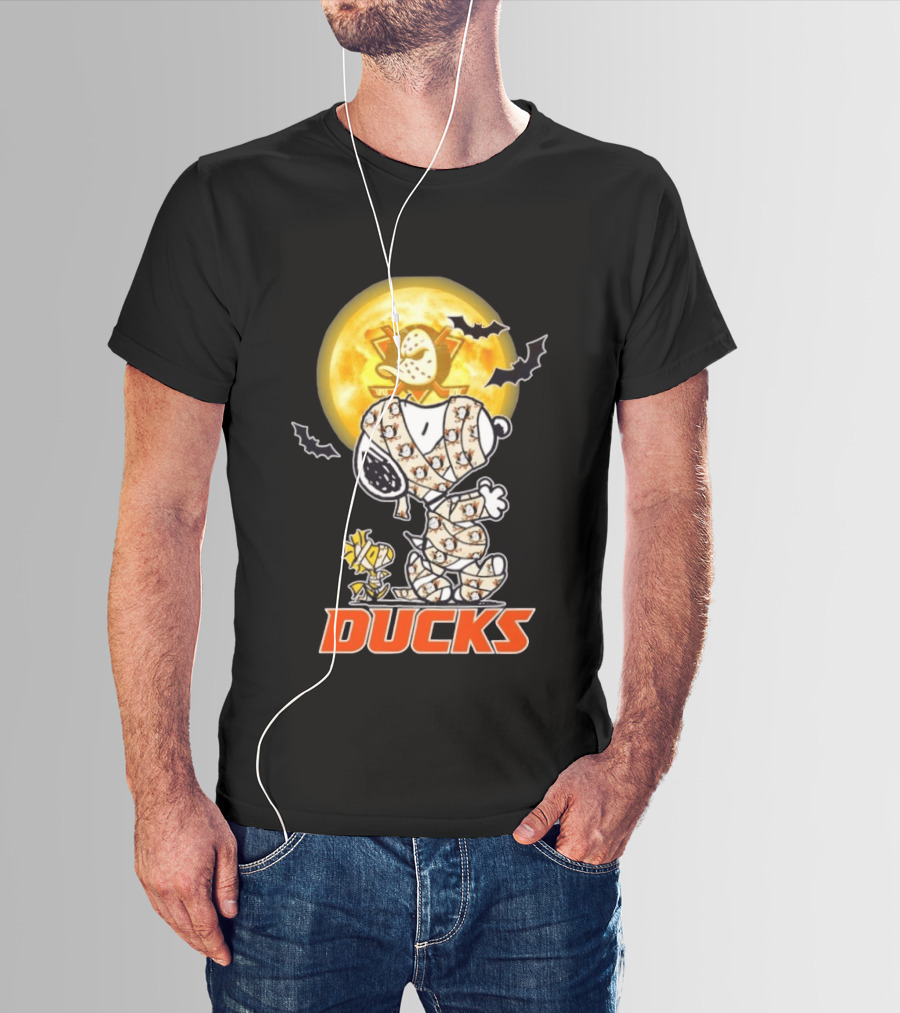 Anaheim Ducks X Snoopy And Woodstock Cosplay Mummy Halloween T-Shirt