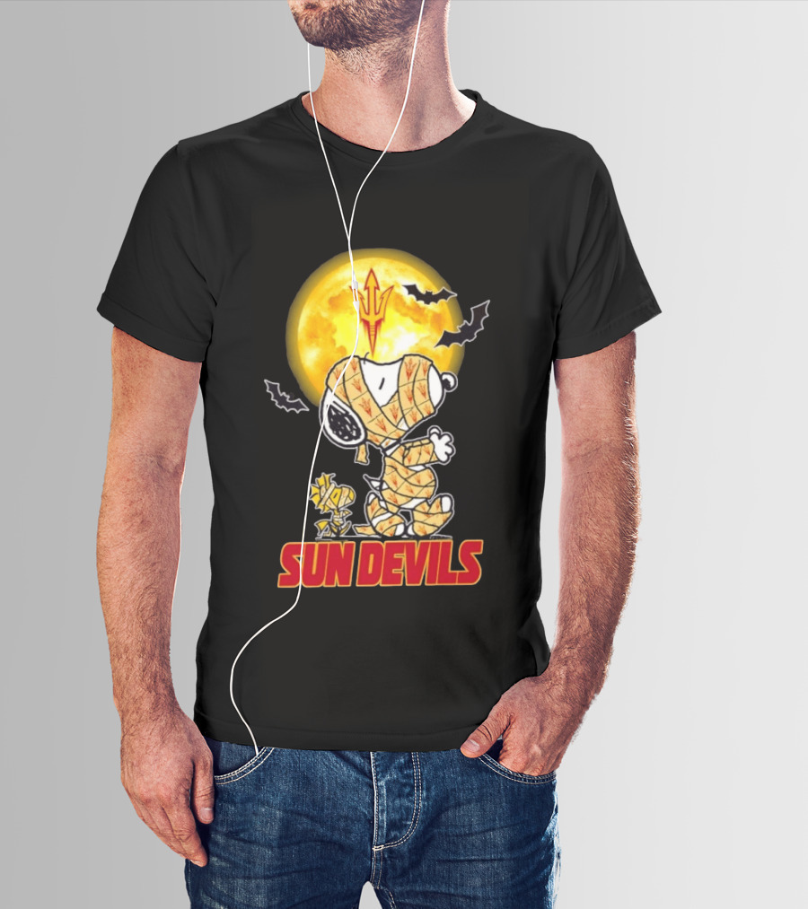 Arizona State Sun Devils Snoopy Woodstock Cosplay Mummy Halloween T-Shirt