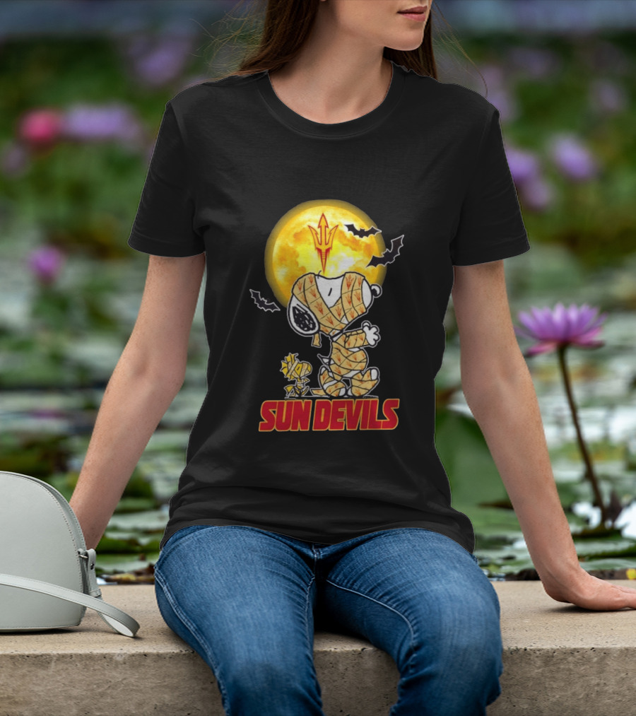 Arizona State Sun Devils Snoopy Woodstock Cosplay Mummy Halloween T-Shirt