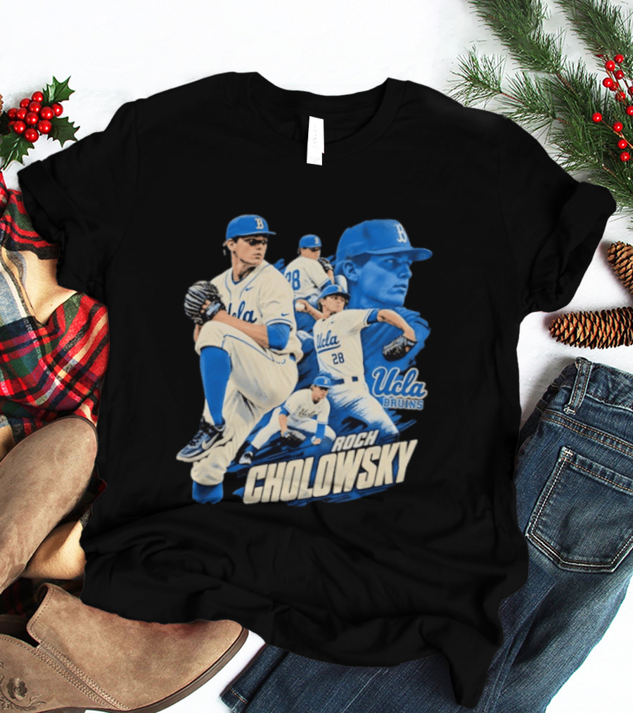 UCLA Bruins Roch Cholowsky 2026 Player Collage Baseball Pitcher Collection T-Shirt