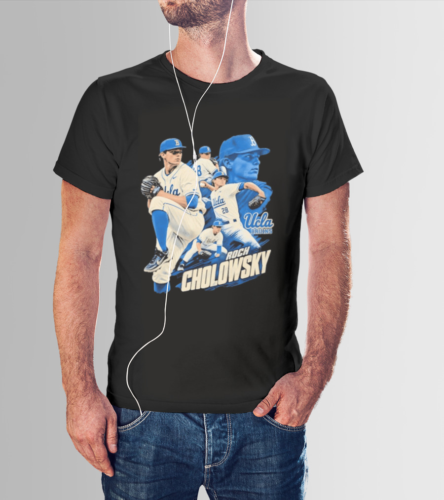 UCLA Bruins Roch Cholowsky 2026 Player Collage Baseball Pitcher Collection T-Shirt