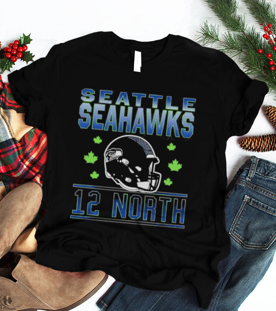 Seattle Seahawks 12 North Helmet Fall Leaves T-Shirt