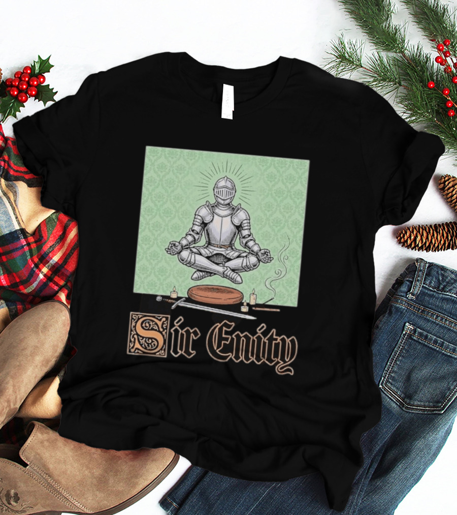 Sir Enity Knight In Meditation With Vintage Design And Candle Accents T-Shirt