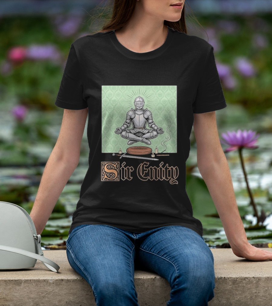 Sir Enity Knight In Meditation With Vintage Design And Candle Accents T-Shirt