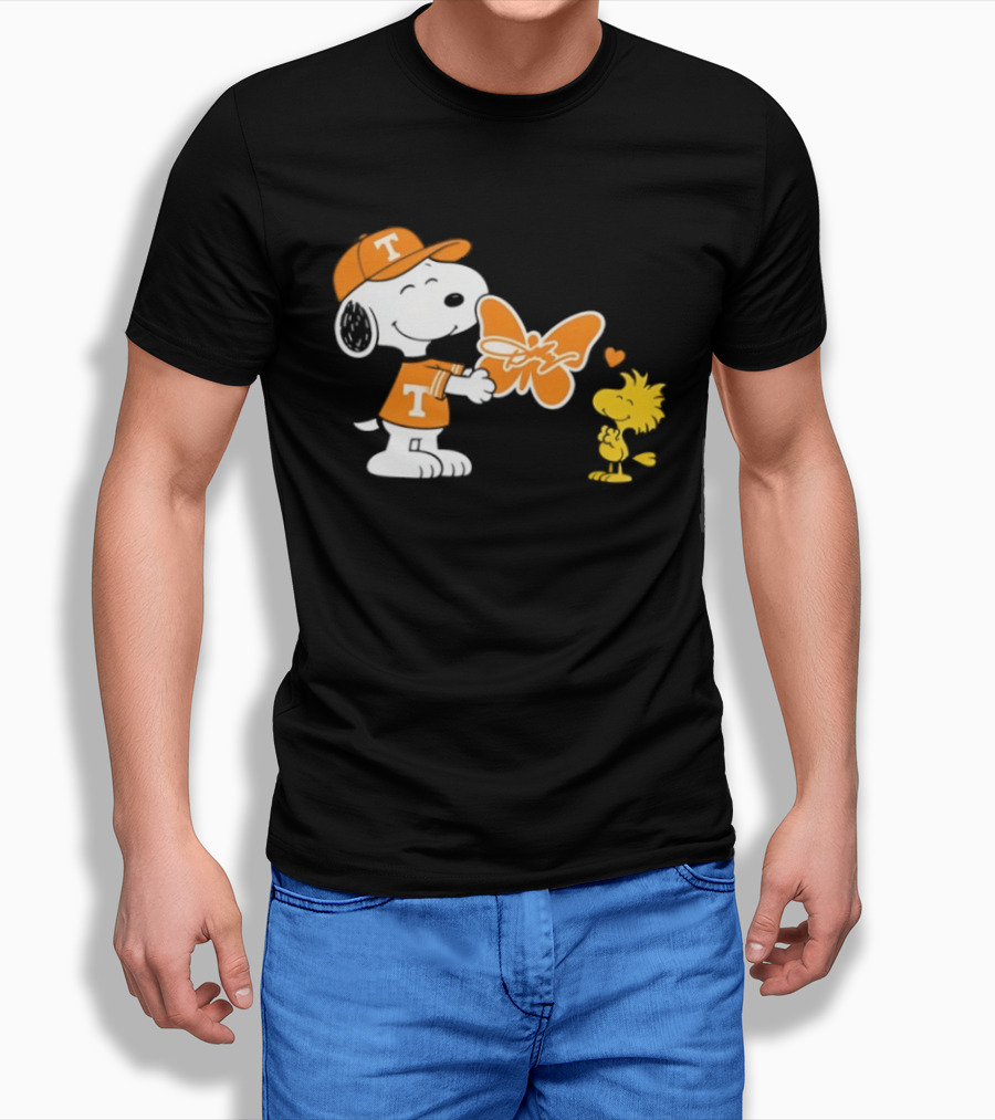 Snoopy Tennessee Volunteers Dolly Parton Woodstock Butterfly T-Shirt