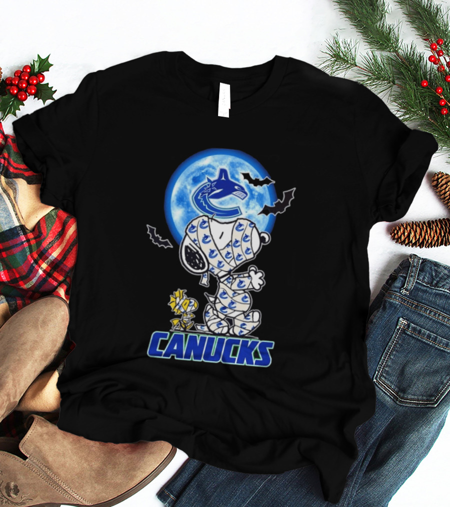 Vancouver Canucks Snoopy And Woodstock Mummy Halloween T-Shirt