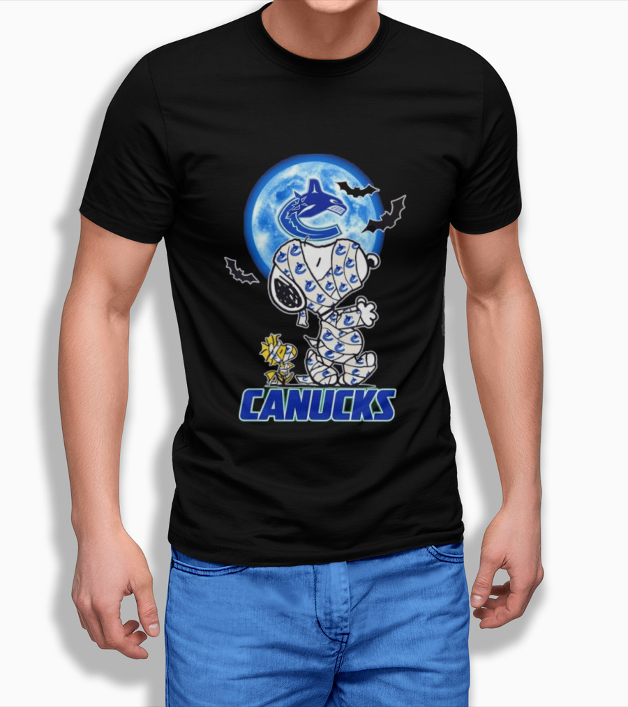 Vancouver Canucks Snoopy And Woodstock Mummy Halloween T-Shirt