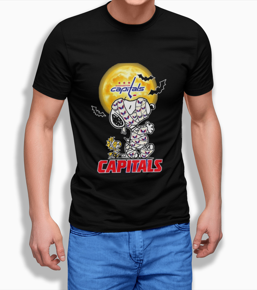 Washington Capitals Snoopy Woodstock Halloween Mummy Cosplay T-Shirt