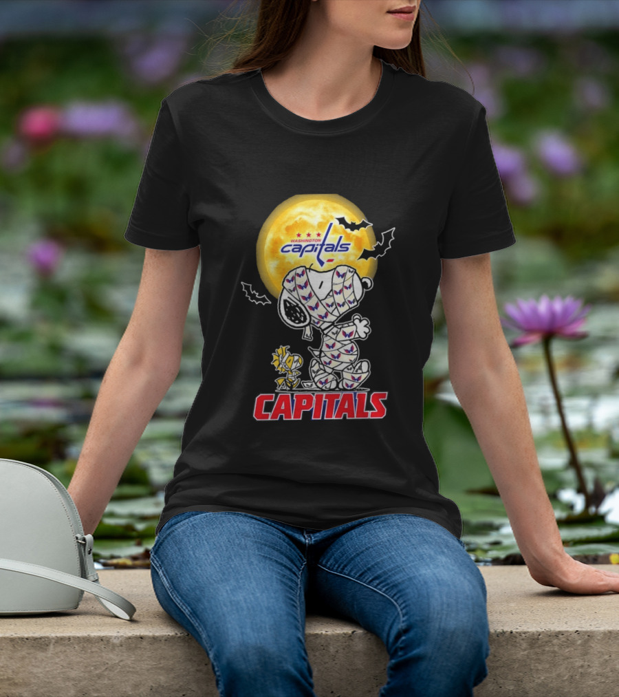 Washington Capitals Snoopy Woodstock Halloween Mummy Cosplay T-Shirt