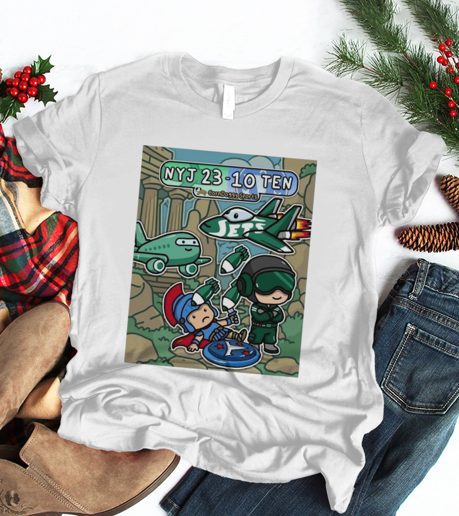 NYJ 23 10 TEN CornDoggy Sports New York Jets Tennessee Titans Fan T-Shirt