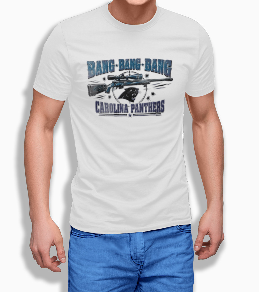 Bang Bang Bang Carolina Panthers Sniper Rifle Target Bullet Holes T-Shirt