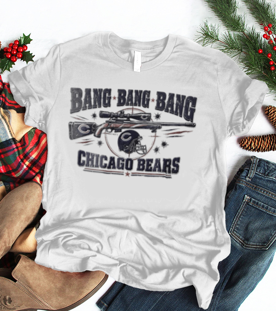 Chicago Bears Bang Bang Bang Sniper Rifle Football Helmet Target T-Shirt
