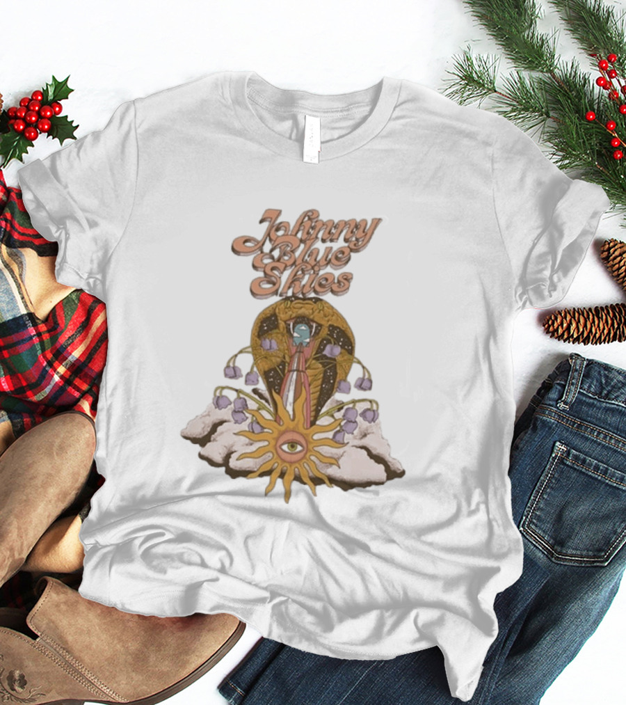 Johnny Blue Skies Snake Vintage Psychedelic Sunflower And Clouds T-Shirt