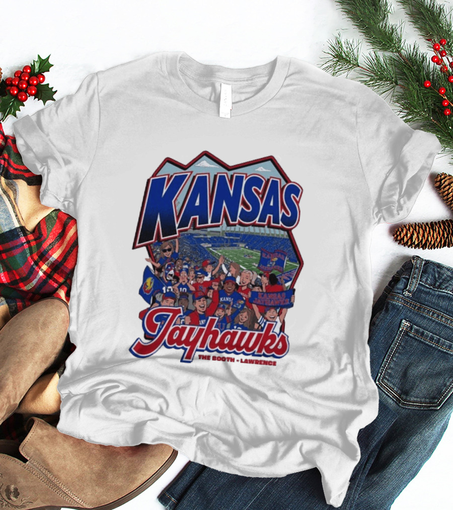 Kansas Jayhawks The Booth Lawrence Kansas Memorial Stadium Game Day Crowd T-Shirt