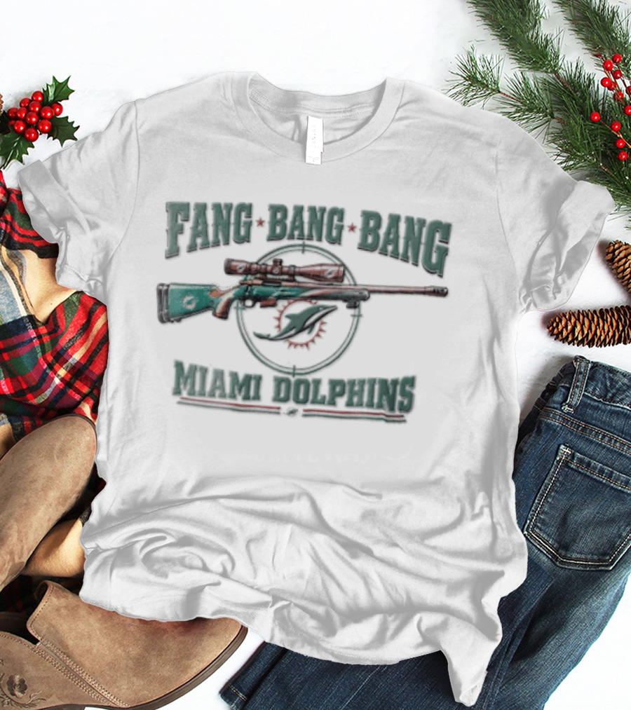 Fang Bang Bang Miami Dolphins Sniper Rifle Scope Crosshair Distressed T-Shirt