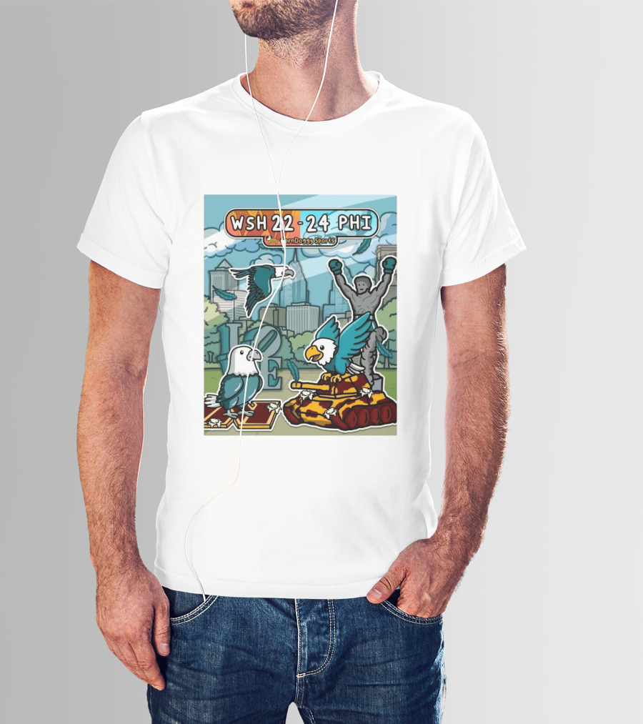CornDoggy Sports WSH 22 24 PHI Washington Vs Philadelphia Eagles And Tank Scene T-Shirt