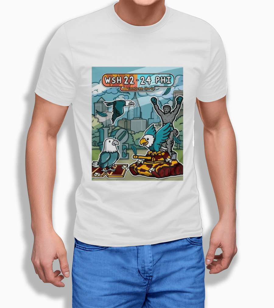 CornDoggy Sports WSH 22 24 PHI Washington Vs Philadelphia Eagles And Tank Scene T-Shirt