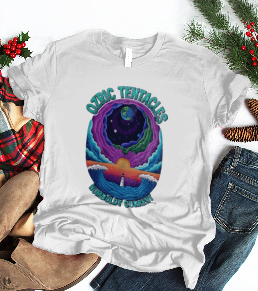 Ozric Tentacles Humboldt Current Ocean Lighthouse Sunset Planet Waves T-Shirt