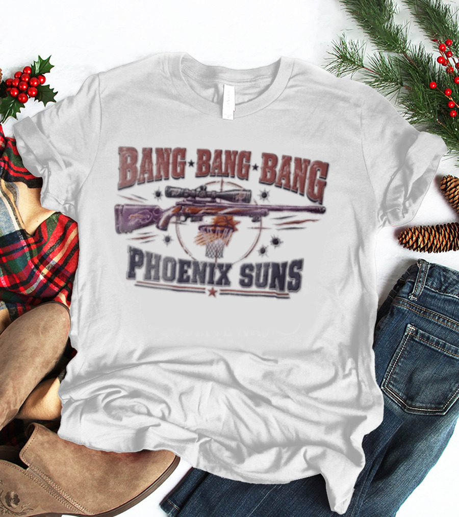 Phoenix Suns Bang Sniper Rifle Basketball Net Target Distressed T-Shirt