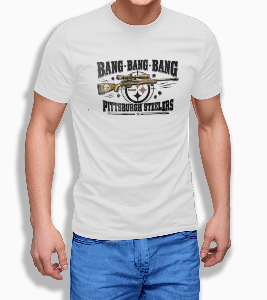 Bang Bang Bang Pittsburgh Steelers Sniper Rifle Target T-Shirt