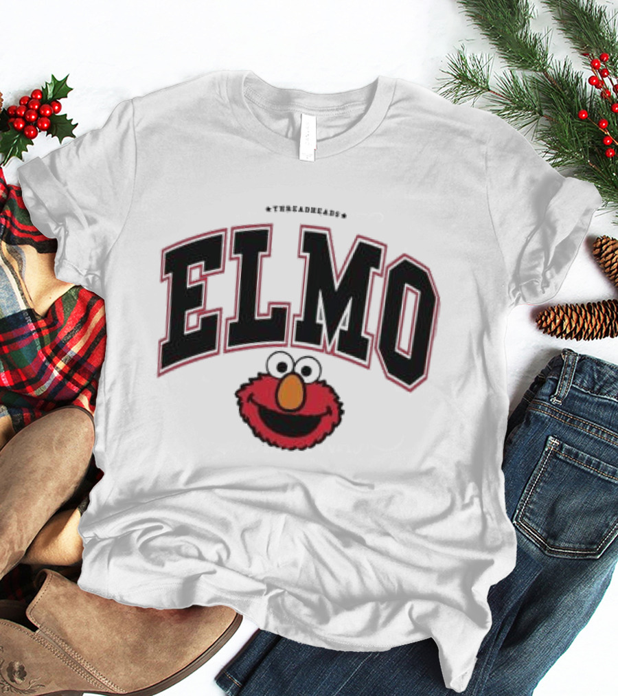 Qagoma Store 2023 Elmo College Red Ringer T-Shirt