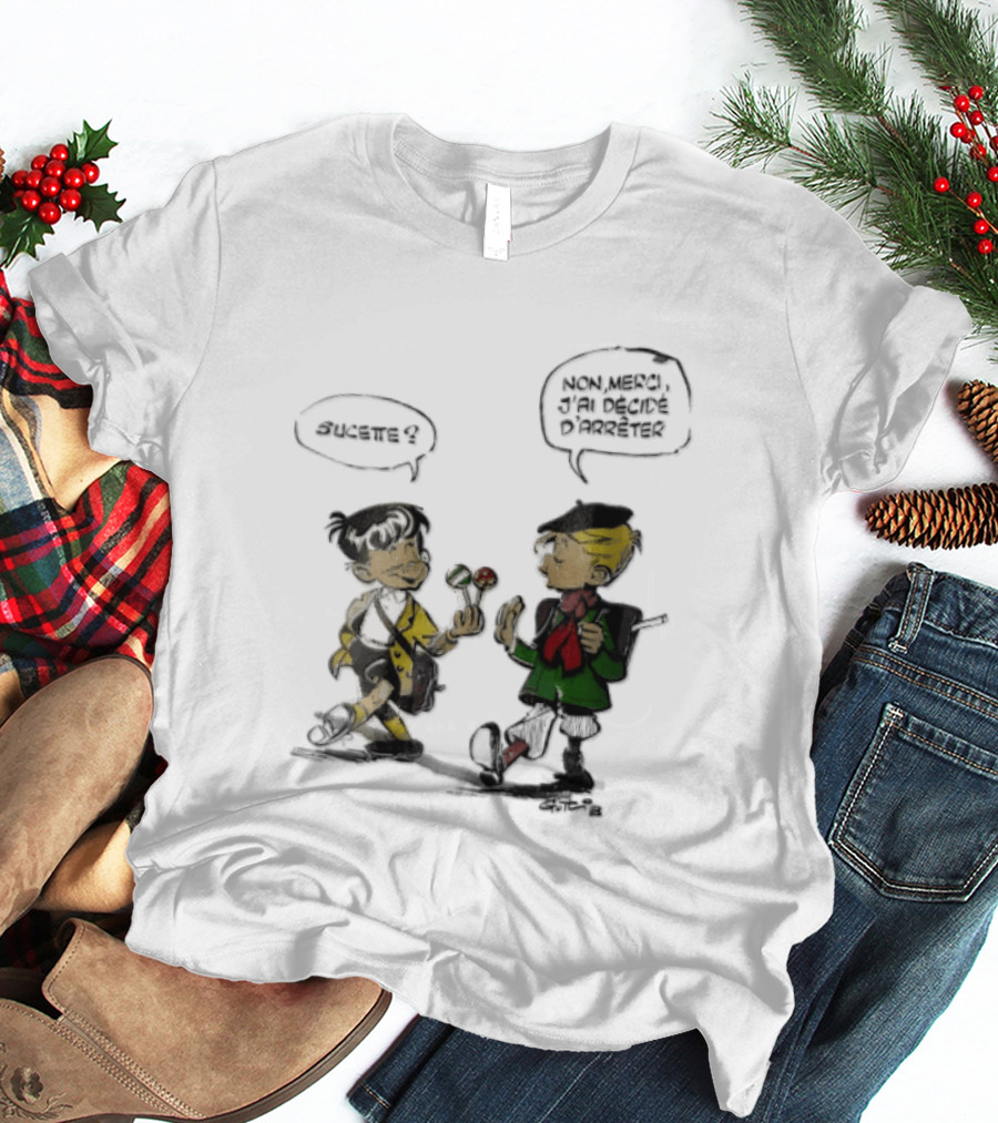 Sucette Non Merci Jai Decide Darreter Gotlib Cartoon French Schoolboys T-Shirt