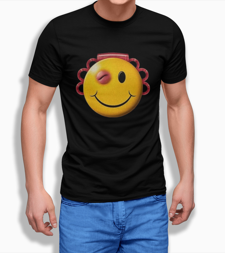 A$AP Rocky Don't Be Dumb Tour Smiley Face With Winking Eye And Red Rope Details T-Shirt