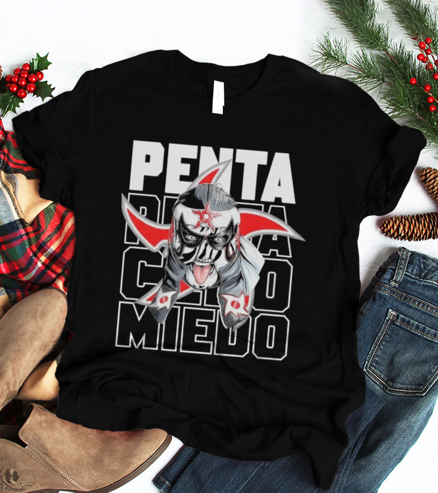 Penta Lucha Libre Cero Miedo Bold Text Red White T-Shirt