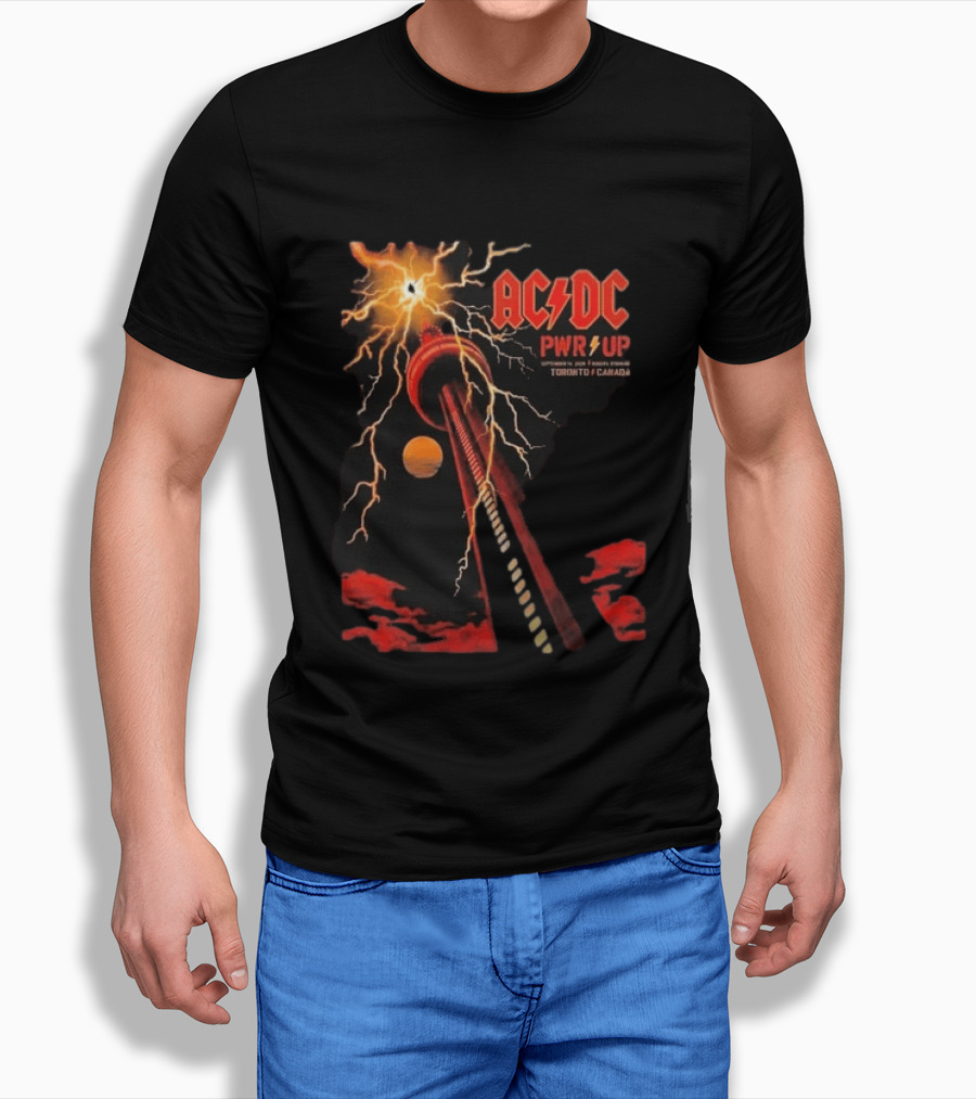 ACDC PWR UP Tour Toronto Canada Event September 16 2026 Rogers Stadium Thunderstruck CN Tower T-Shirt