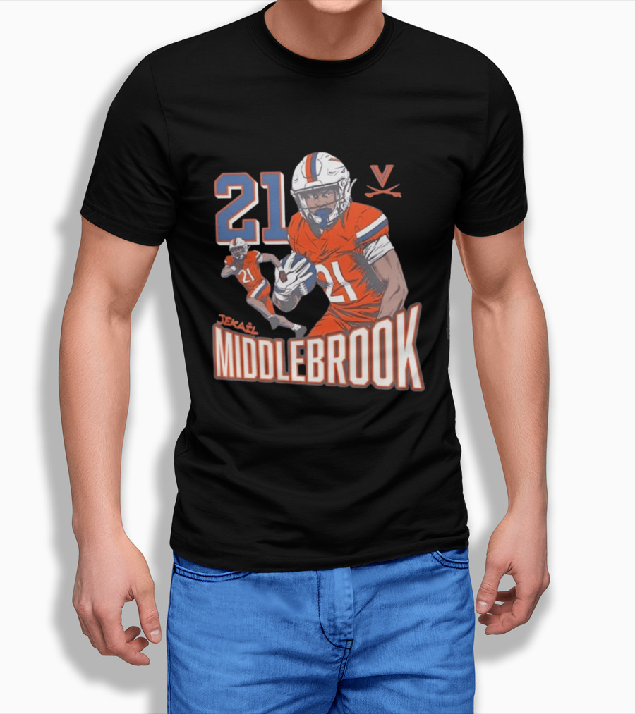 Jekail Middlebrook 21 Virginia Cavaliers Football Player T-Shirt