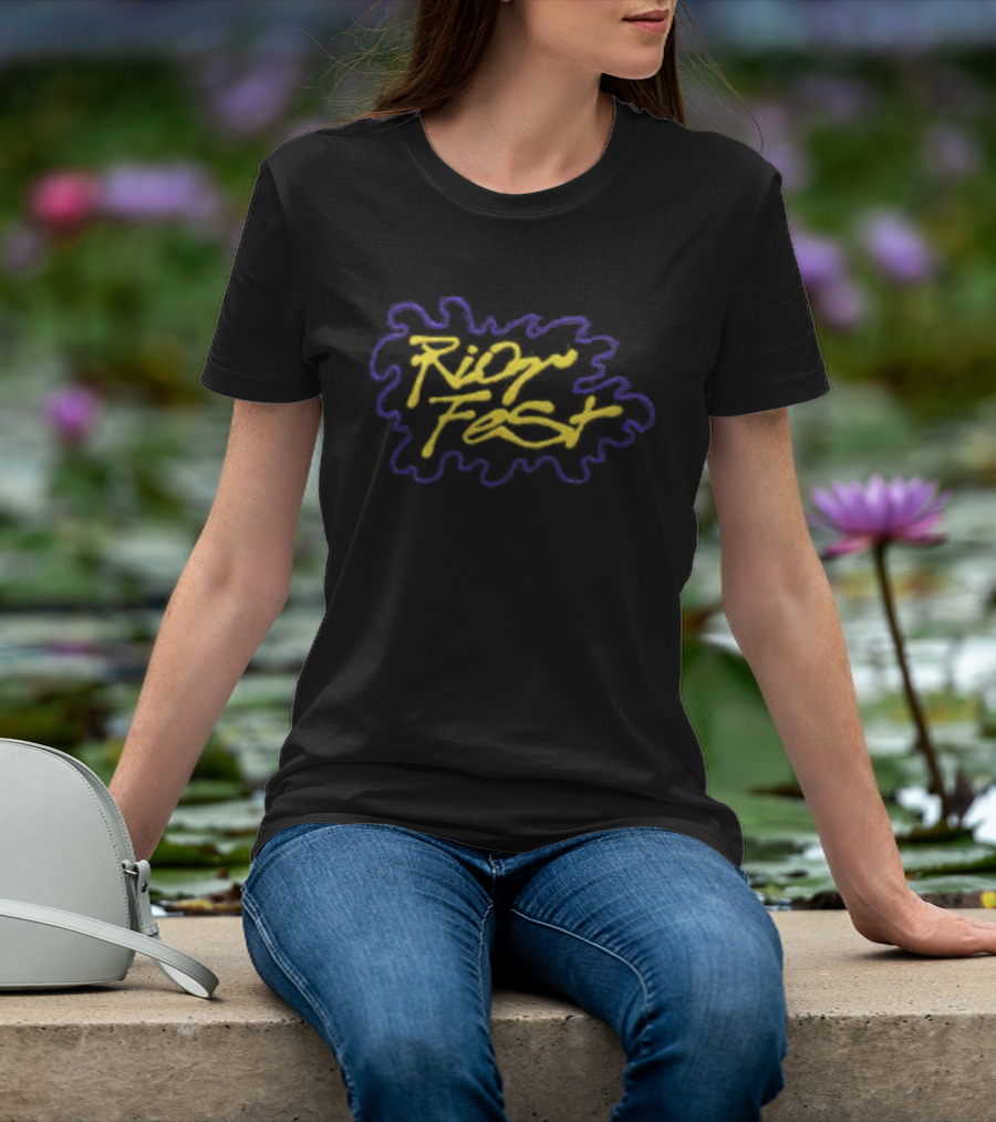 Riot Fest Yellow Blue Graffiti Style Logo Riot Brand Store Hat T-Shirt