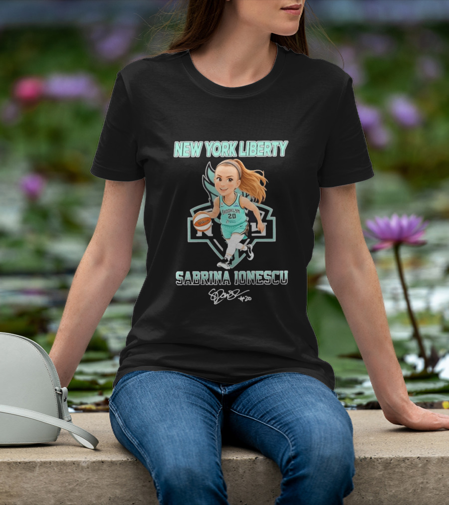 New York Liberty Sabrina Ionescu Brooklyn No 20 Chibi Basketball T-Shirt